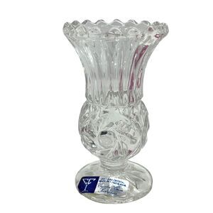 Crystal Clear Industries Crystal Vase Made in Yugoslavia 24% Lead Crystal 4 1/4”